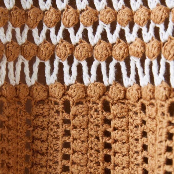 Zara studio crochet knit fringed two tone sweater honey tan - Picture 11 of 11